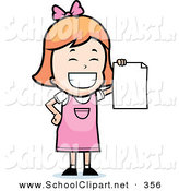Clip Art Of A Grinning Little Red Haired Girl Holding Up A Blank    