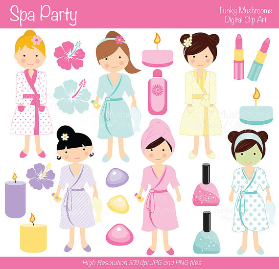 Digital Clipart   Girls Spa Party For Scrapbooking Invitations Paper
