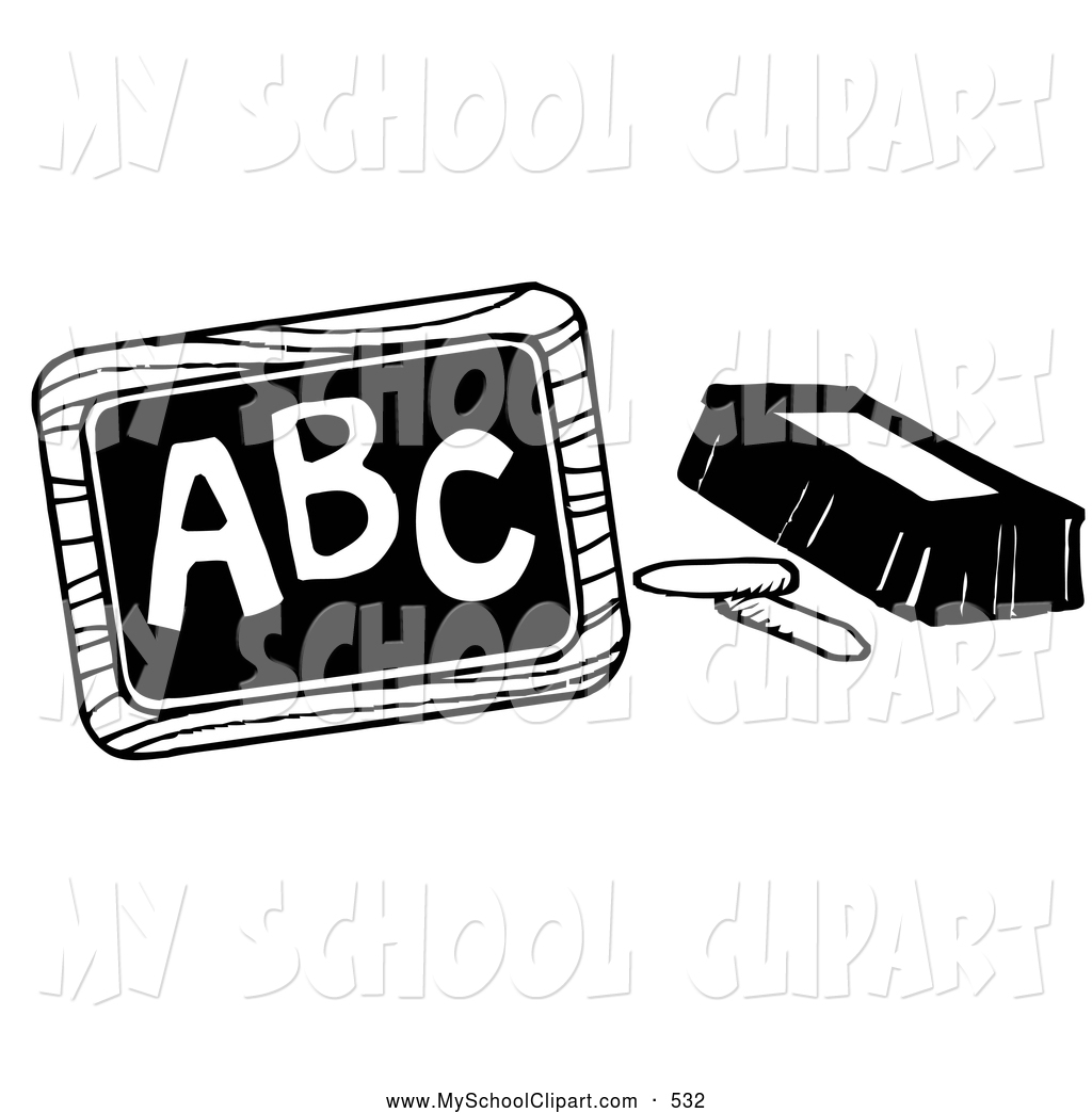 Larger Preview  Clip Art Of Chalk And An Eraser Beside A Chalkboard