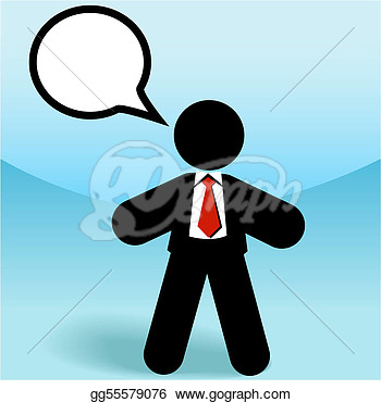 Man Stick Figure Talks In A Speech Bubble  Clipart Illustration
