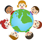 Multicultural Children Hand In Hand   Royalty Free Clip Art