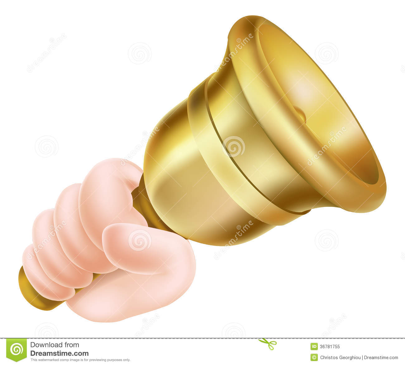     Of A Cartoon Hand Holding A Gold Hand Bell And Ringing It