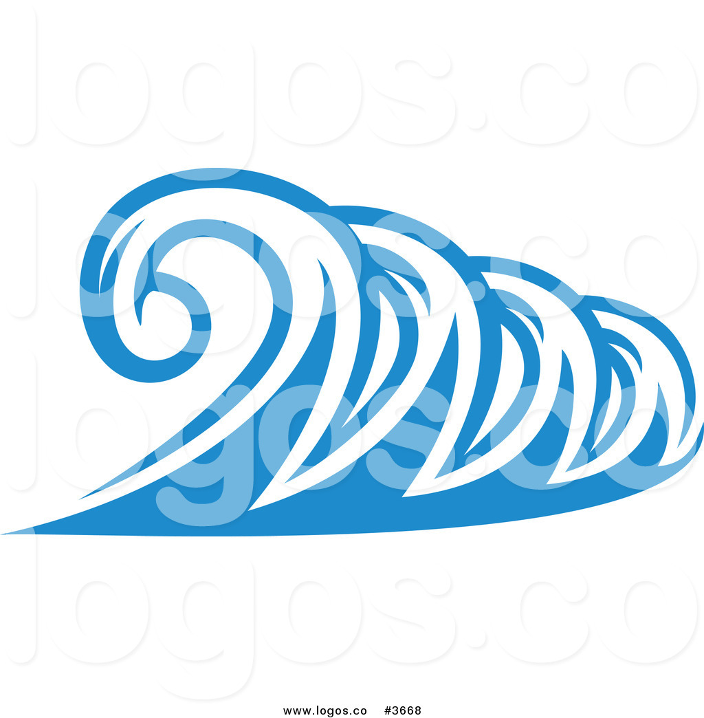Royalty Free Blue And White Ocean Wave Logo