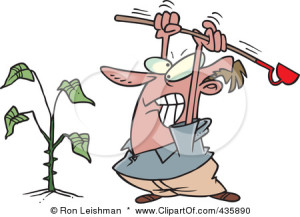 Royalty Free Rf Clipart Illustration Of An Angry Mad Beating A Weed