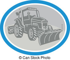 Snow Plow Truck Oval Retro   Illustration Of A Snow Plow
