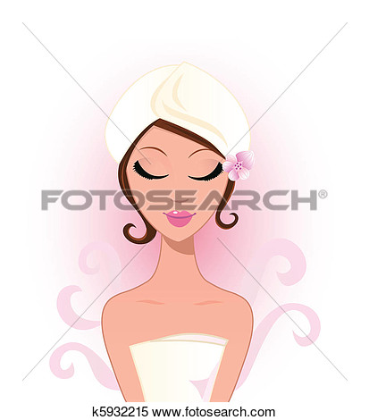 Spa And Wellness  Beauty Woman With Flower View Large Clip Art Graphic