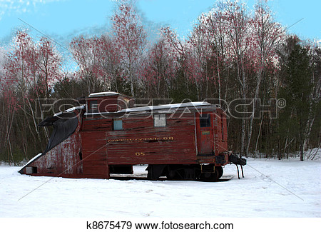 Stock Photograph   Antique Snow Plow Train  Fotosearch   Search Stock    