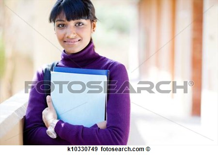 Stock Photograph Of Pretty Indian College Girl Portrait On Campus