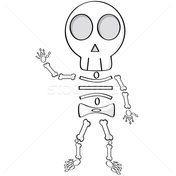 Vekt R Il Strasyonu   Cartoon Illustration Of A Cute Skeleton Waving