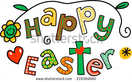 Whimsical Cartoon Text Doodle Which Reads Happy Easter    Stock Photo