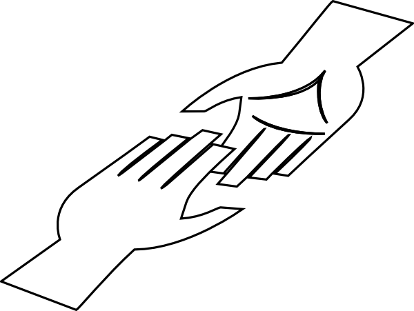 White Hands With Black Lining Clip Art