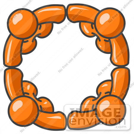 34273 Clip Art Graphic Of An Orange Guy Character Group Standing In A    