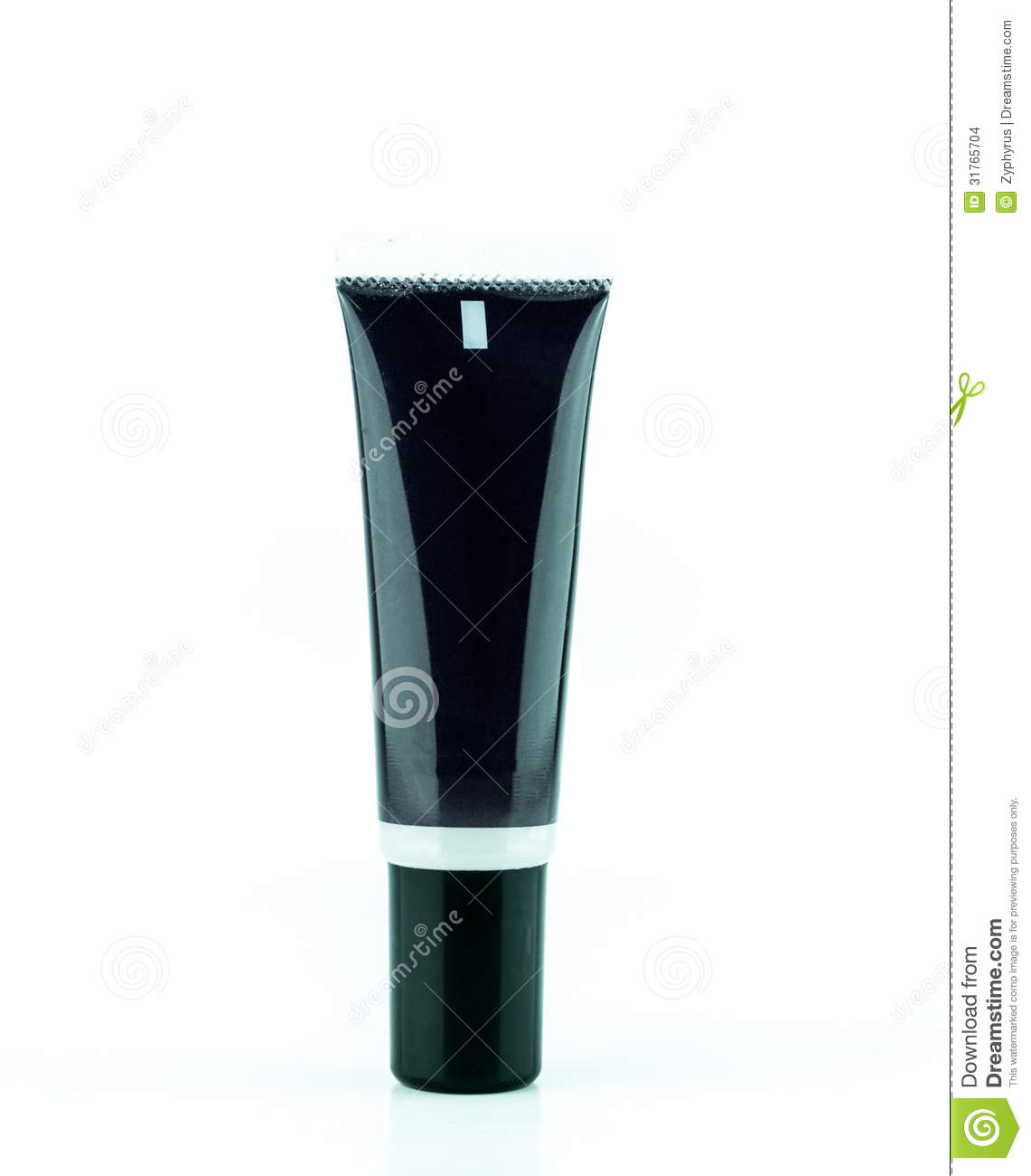 Blank Black Cream Tube Or Cosmetic Bottle Isolated On White Background    