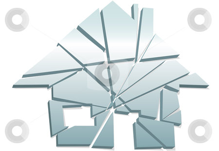 Broken Home Concept As House Symbol Shattered To Pieces Stock Vector