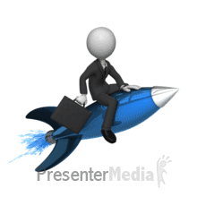 Business Man Riding Rocket Powerpoint Animation