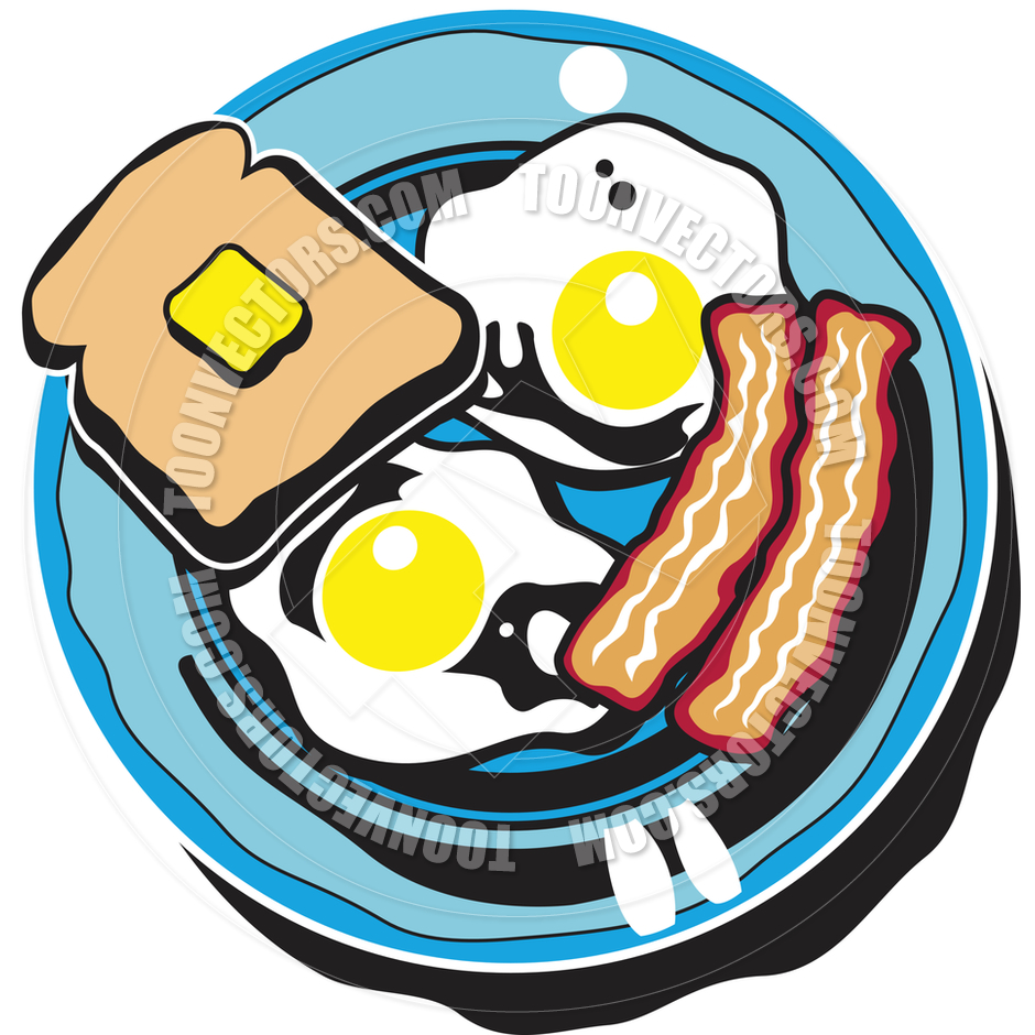 Cartoon Breakfast Plate Vector Illustration
