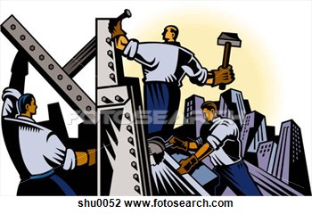 Clip Art   A Team Of Builders At Work  Fotosearch   Search Clipart    