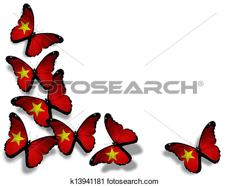 Clipart   Vietnamese Flag Butterflies Isolated On White Background