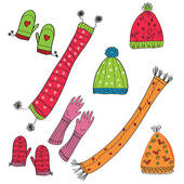 Clipart Winter Scarf Hats And Gloves Winter Set