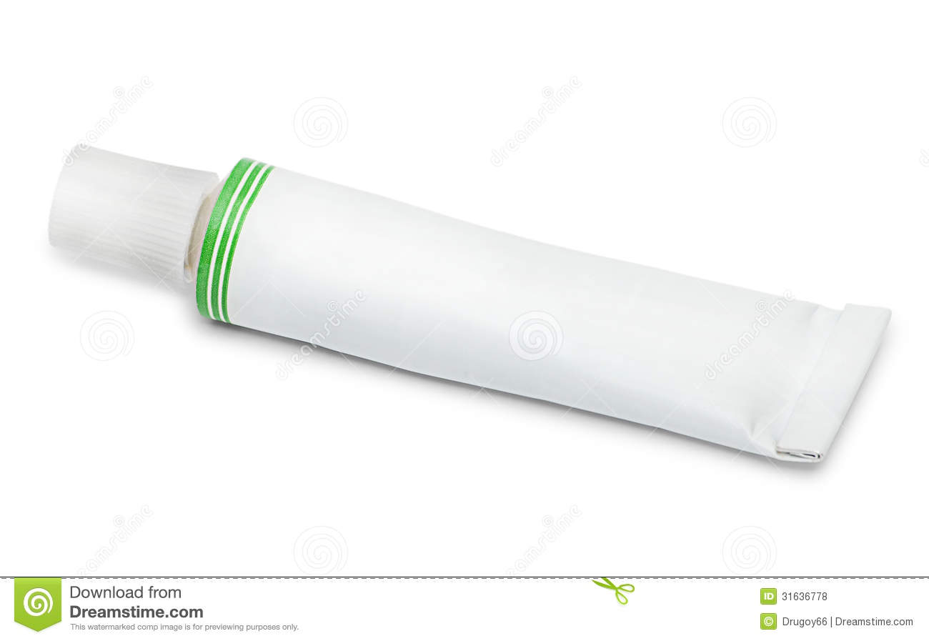 Closed Tube Of Ointment Or Cream Isolated On White Background 