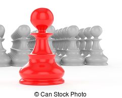 Concept Red Pawn Forward White Pawns Team Group Stock Illustrations