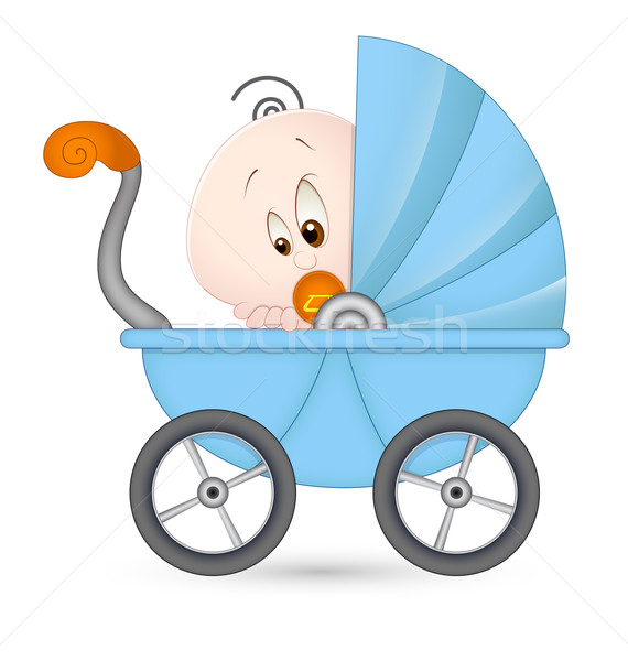 Cute Baby In Baby Stroller Vector Illustration   Indiwarm   1741329