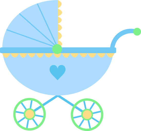 Cute Blue Baby Carriage   Free Clip Art