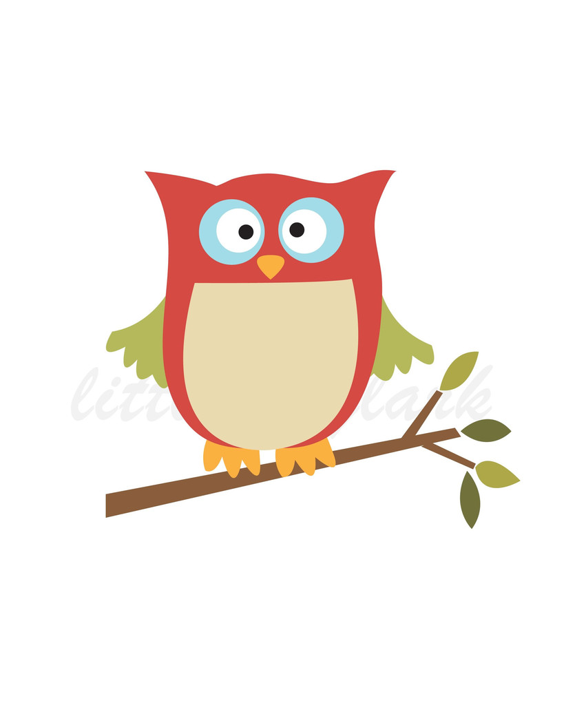 Cute Owl On Branch Clip Art Red Owl Clip Art