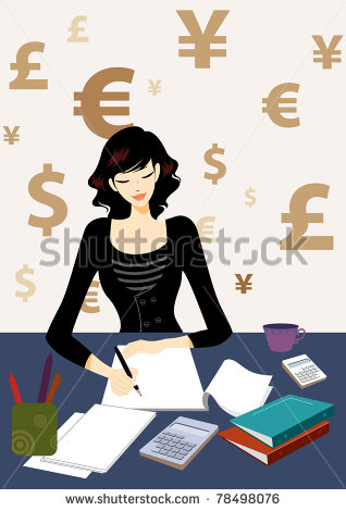 Female Accountant Clipart Business Woman Calculating