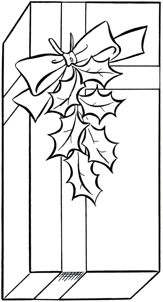 Holiday Gift Clip Art Image   Coloring Page    The Graphics Fairy