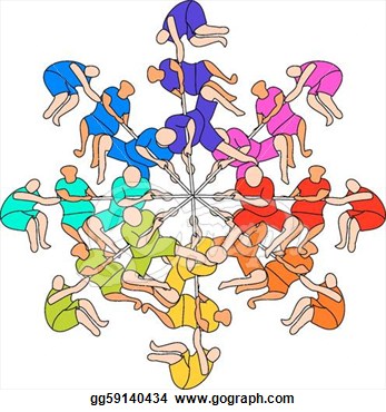 Illustration   Eight Colored Tug Of War Teams  Clipart Gg59140434