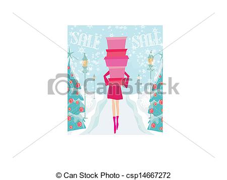 Of Christmas Shopping   Winter Sale Card Csp14667272   Search Clipart