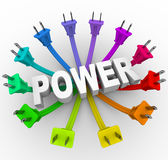 Power   Word Surrounded By Plugs Royalty Free Stock Image