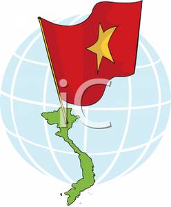 The Vietnamese Flag On A Map Of Vietnam   Royalty Free Clipart Picture