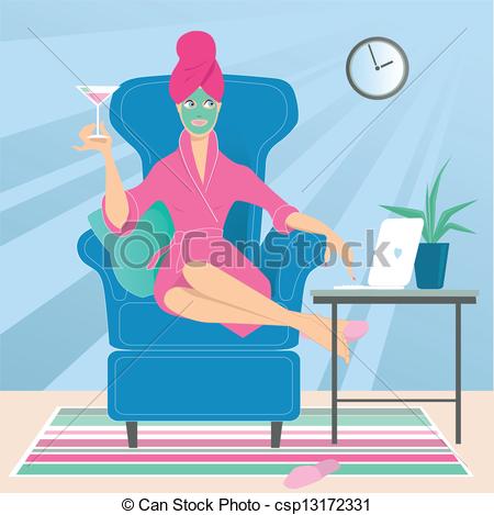 Vectors Of Working From Home   Woman At Her Home Sitting In A