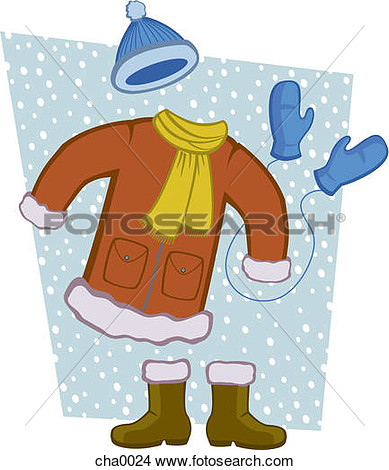 Winter Coat Scarf Boots Mittens And Hat Cha0024   Search Clip Art
