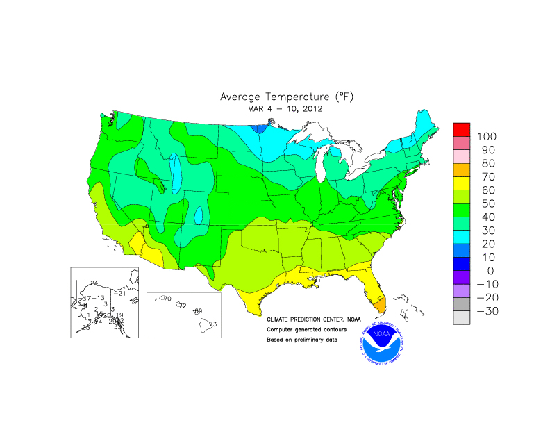 Average Temperatures March 4 10 2012