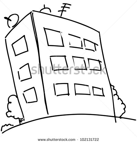 Block Of Flats In Cartoon Style  Hand Drawing Sketch Vector