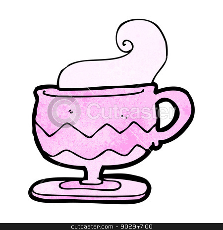 Cartoon Hot Cup Of Tea Stock Vector Clipart Retro Cartoon With