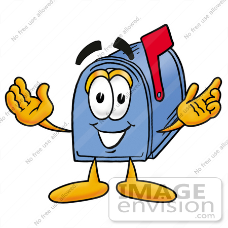 Clip Art Graphic Of A Blue Snail Mailbox Cartoon Character With
