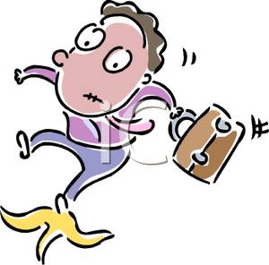 Clip Art Image  A Person Slipping On A Banana Peel