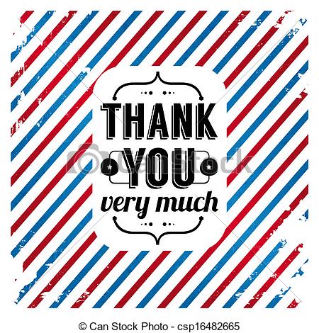 Clip Art Vector Of Thank You Card On Tricolor Grunge Background