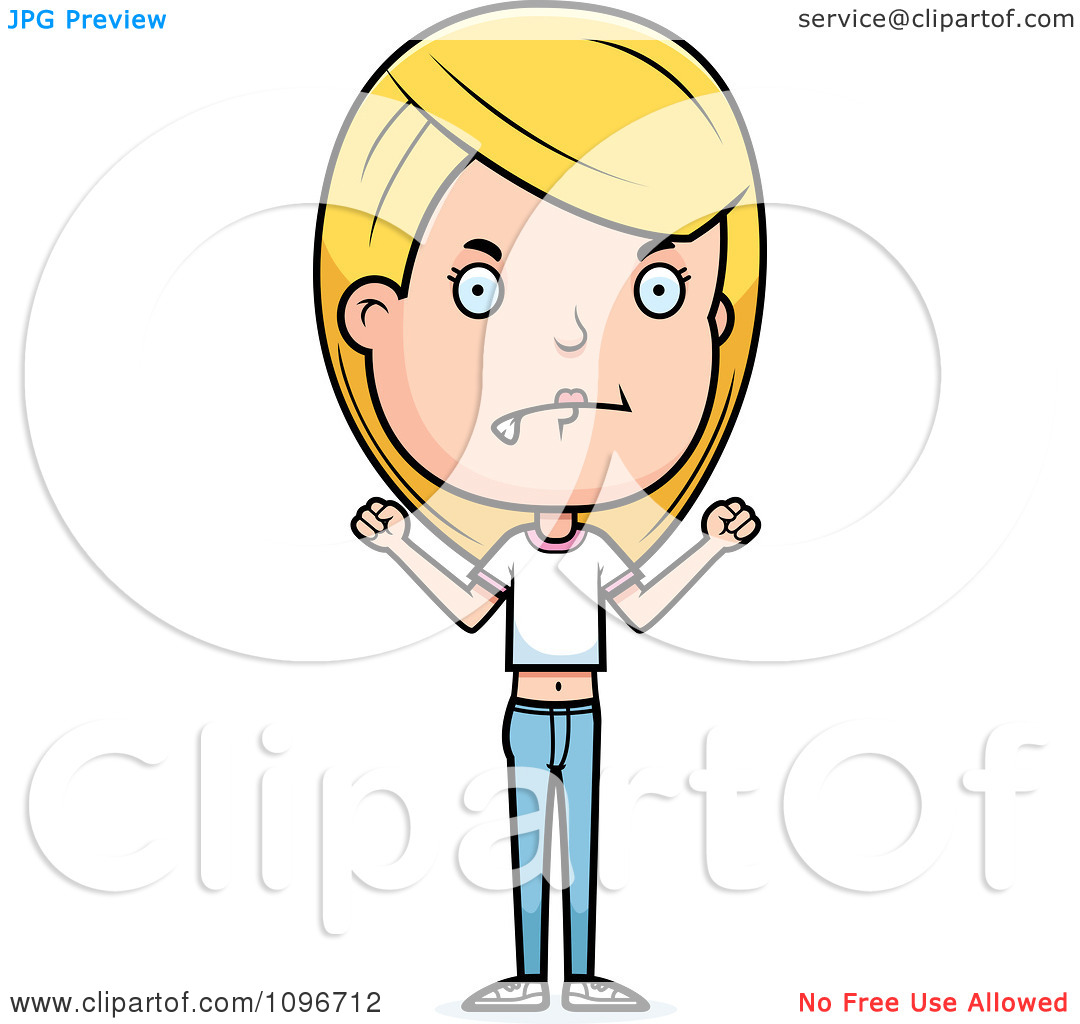Clipart Mad Blond Adolescent Teenage Girl   Royalty Free Vector