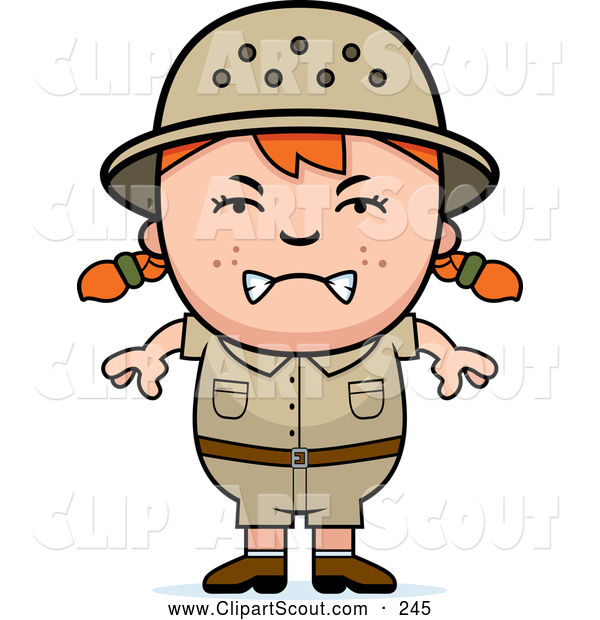 Clipart Of A Mad Or Angry Red Haired Safari Girl By Cory Thoman    245