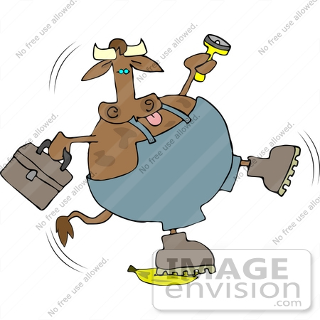 Cow Slipping On A Banana Peel Clipart    12403 By Djart   Royalty Free