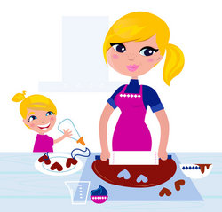 Cute Girl Helping Her Mother With Christmas Baking Stock Vector