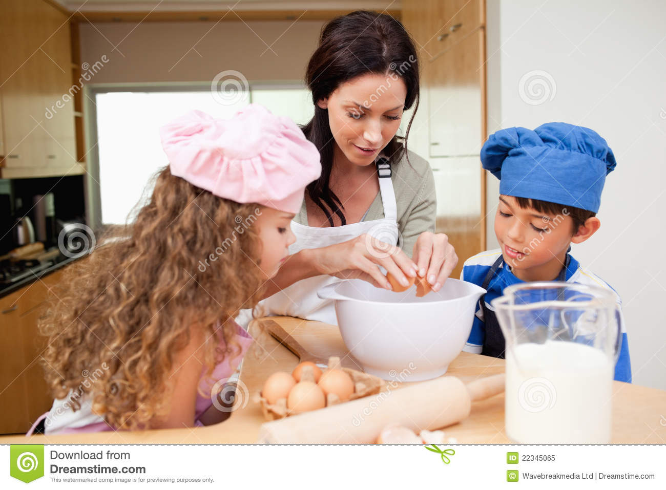 Mother Making Cookies With Her Kids Royalty Free Stock Photo   Image    