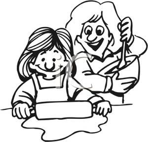     Of A Mother And Daughter Making Dough   Royalty Free Clipart Picture