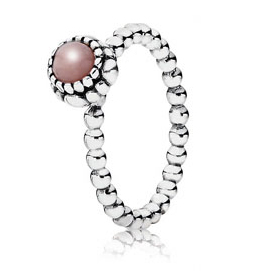 Pandora October Birthday Blooms Ring With Pink Opal