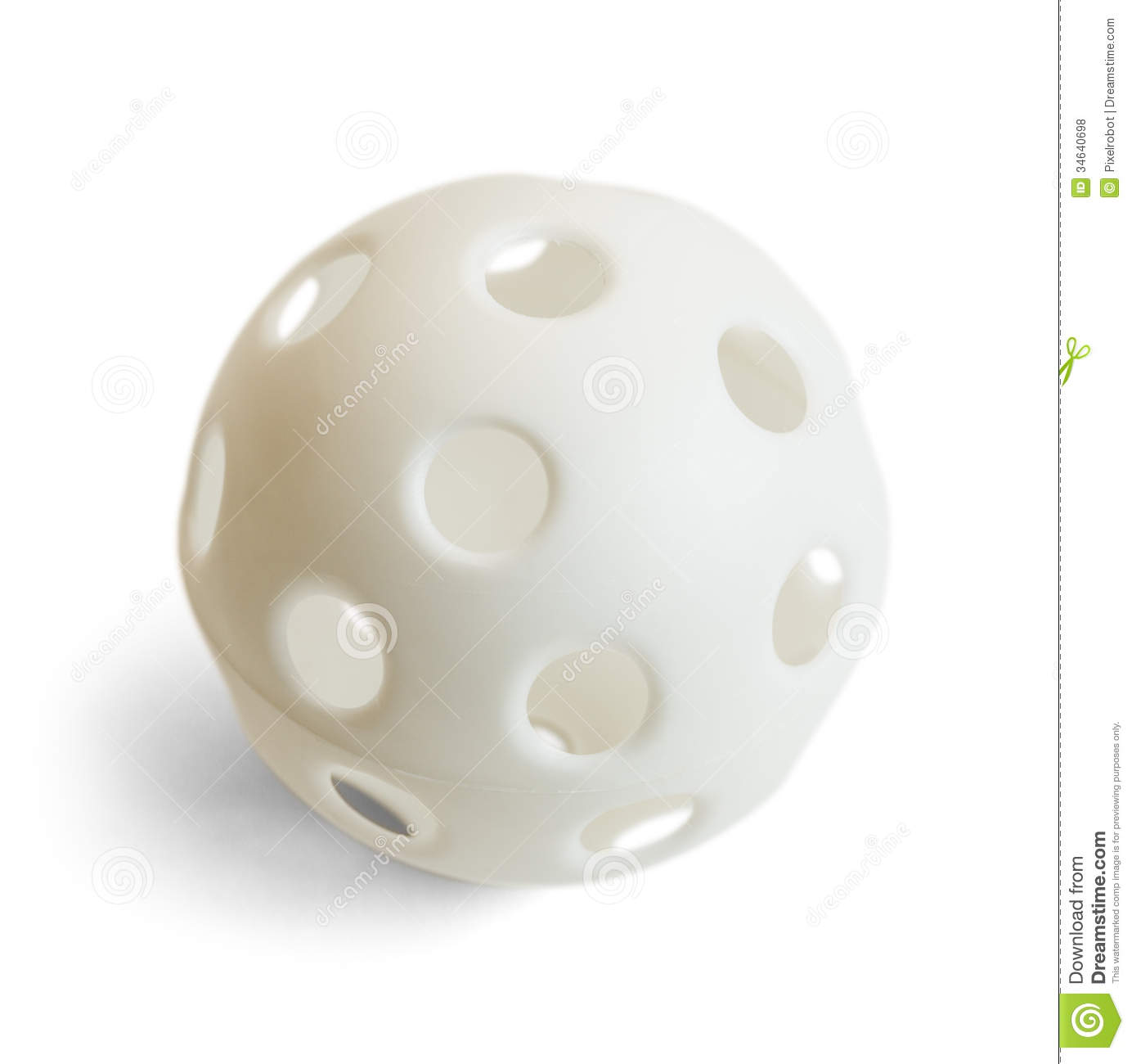 White Plastic Ball With Holes Isolated On White Background 